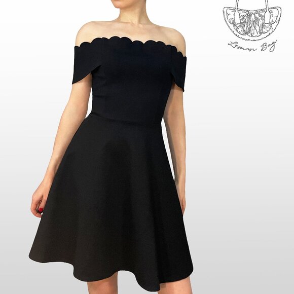 Socialite / Off The Shoulder Skater Cocktail Dress / Color Black / Size XS - Picture 1 of 6
